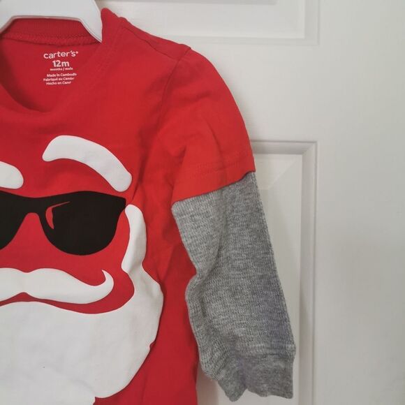 5/$10 Carter's long sleeve Christmas shirt size 12m - Picture 3 of 4